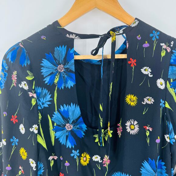 Maeve Anthropologie Dress XS‎ Black Blue Bell Sleeve Mini Boho Dark Romantic - Picture 6 of 11